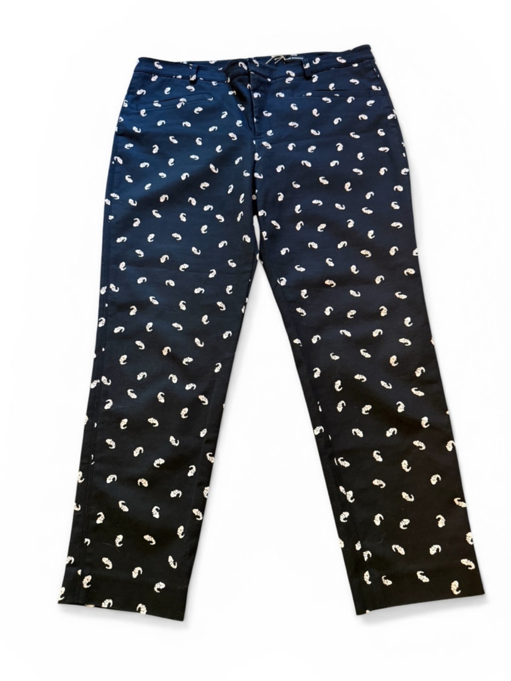 Club Monaco "Koi" Paisley Print Trousers Black Cream Size 12